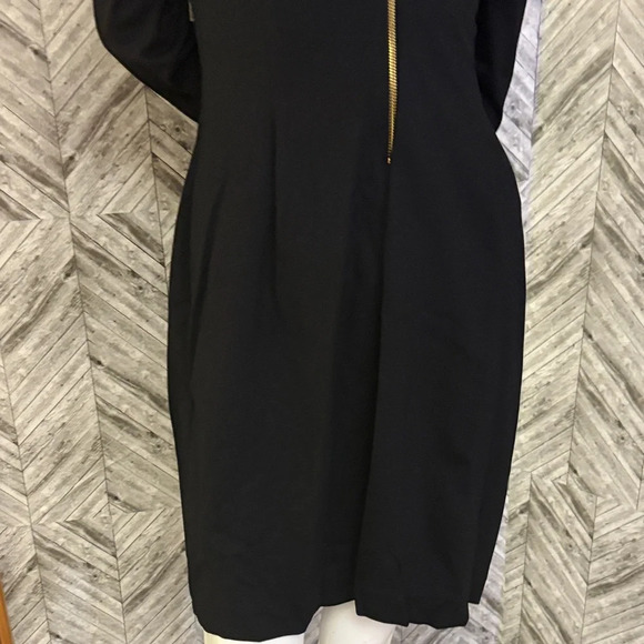 Banana Republic Elegant Black Long Sleeve Dress with Gold Zipper, size 10 - Picture 3 of 10